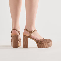 Gero Mid Brown Woven Raffia Heels / Dolce Vita