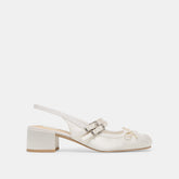 Loris True White Satin Heels / Dolce Vita