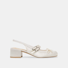 Loris True White Satin Heels / Dolce Vita