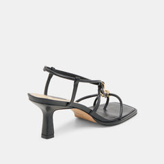 Manji Wide Black Leather Heels / Dolce Vita
