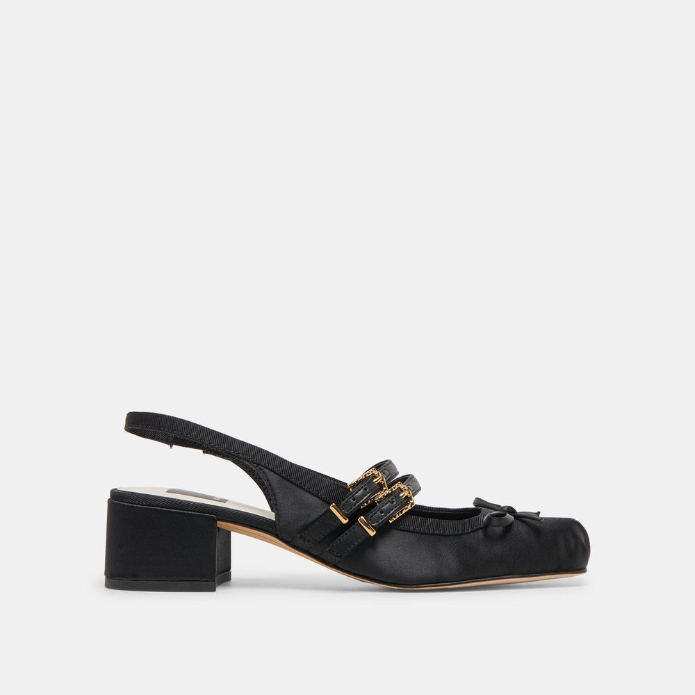 Loris Onyx Satin Heels / Dolce Vita