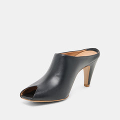 MERY Black Leather Peep-Toe Heels / Dolce Vita