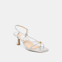 Mylee Silver Distressed Leather Heels / Dolce Vita