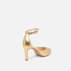 Serlo Gold Crinkle Patent Heels / Dolce Vita