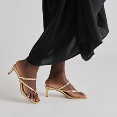 Biaga Gold Distressed Leather Heels / Dolce Vita