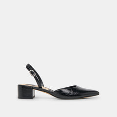 Carel Wide Midnight Crinkle Patent Leather Heels / Dolce Vita