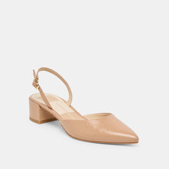 Carel Lt Tan Crinkle Patent Leather Heels / Dolce Vita