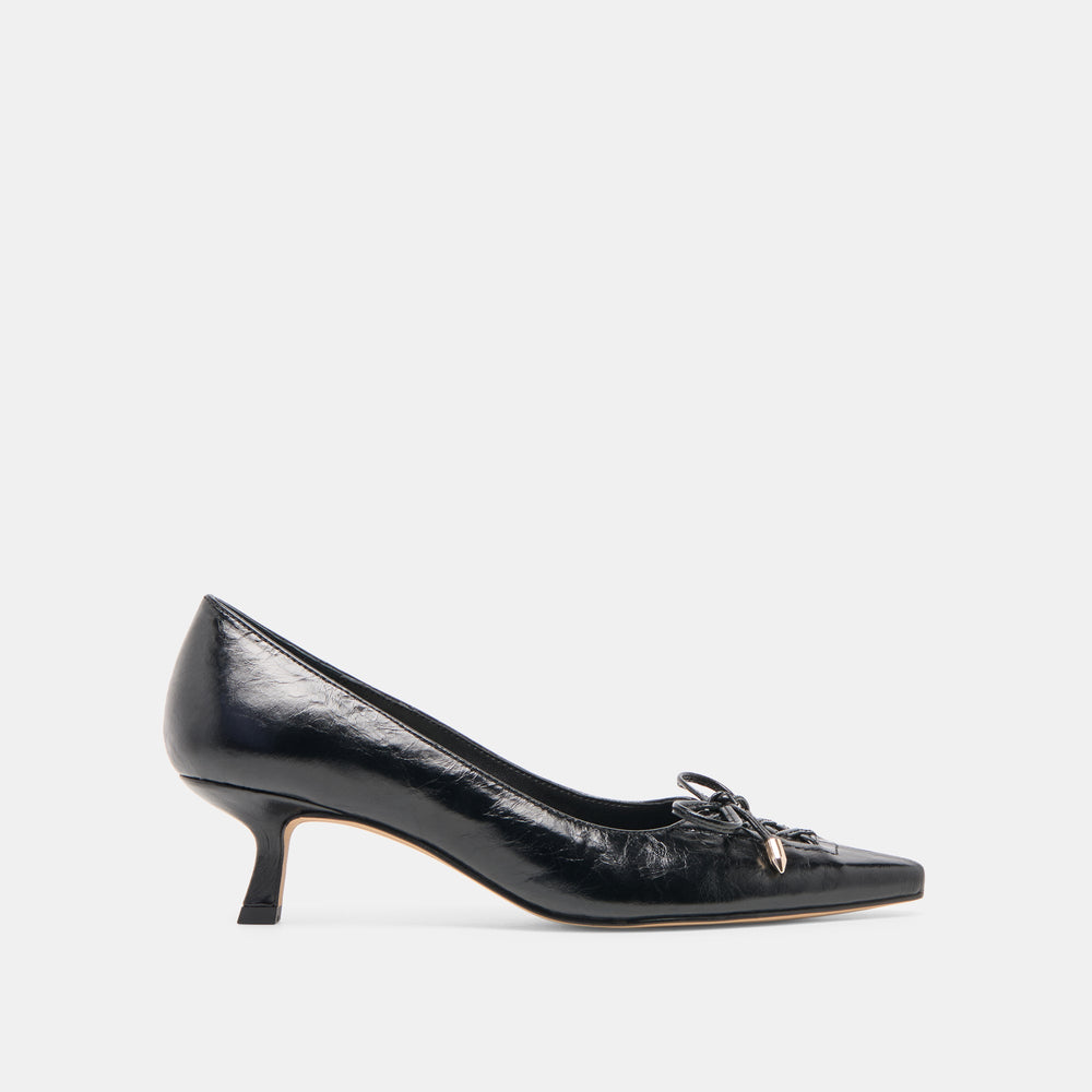Clarie Midnight Crinkle Patent Leather Heels / Dolce Vita