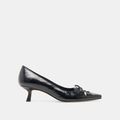 Clarie Midnight Crinkle Patent Leather Heels / Dolce Vita