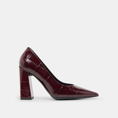 Misty Burgundy Croco Embossed Leather Heels / Dolce Vita
