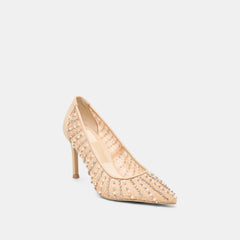 Kashe Pearl Blush Lace Mesh Heels / Dolce Vita