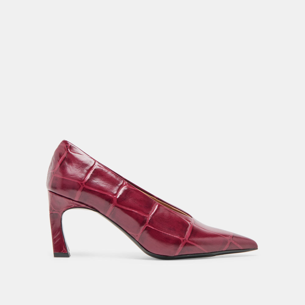 Midge Burgundy Croco Embossed Leather Heels / Dolce Vita