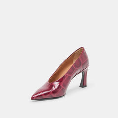 Midge Burgundy Croco Embossed Leather Heels / Dolce Vita