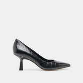 Briona Noir Croco Embossed Leather Heels / Dolce Vita