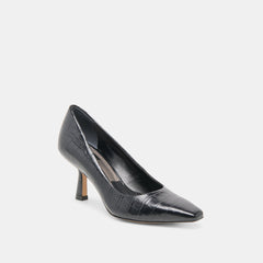 Briona Noir Croco Embossed Leather Heels / Dolce Vita