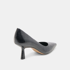 Briona Noir Croco Embossed Leather Heels / Dolce Vita