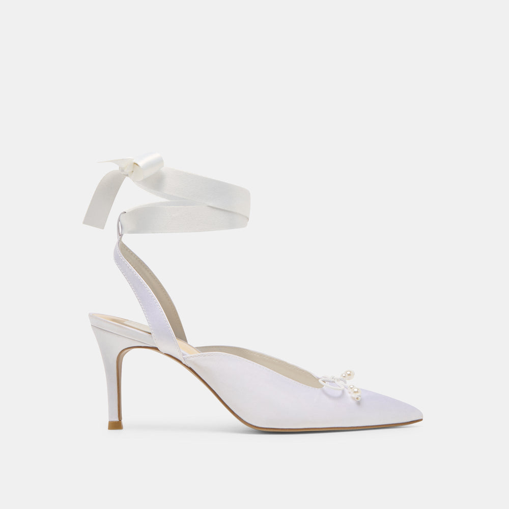 Efora True White Satin Heels / Dolce Vita