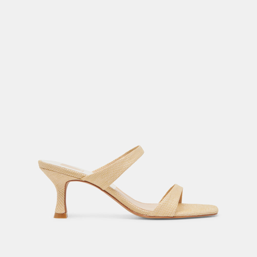 Genora Wide Lt Natural Woven Raffia Heels / Dolce Vita
