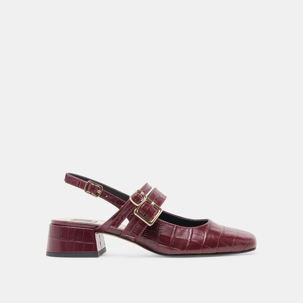 Patzy Oxblood Embossed Leather Heels / Dolce Vita