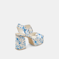 Bobby Pearl Blue Floral Satin Heels / Dolce Vita