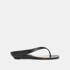 GIZEL Black Leather Thong Square-Toe Sandals / Dolce Vita