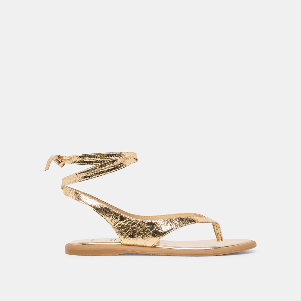 Jayden Gold Distressed Leather Sandals / Dolce Vita