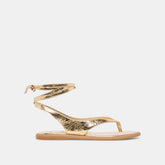 Jayden Gold Distressed Leather Sandals / Dolce Vita