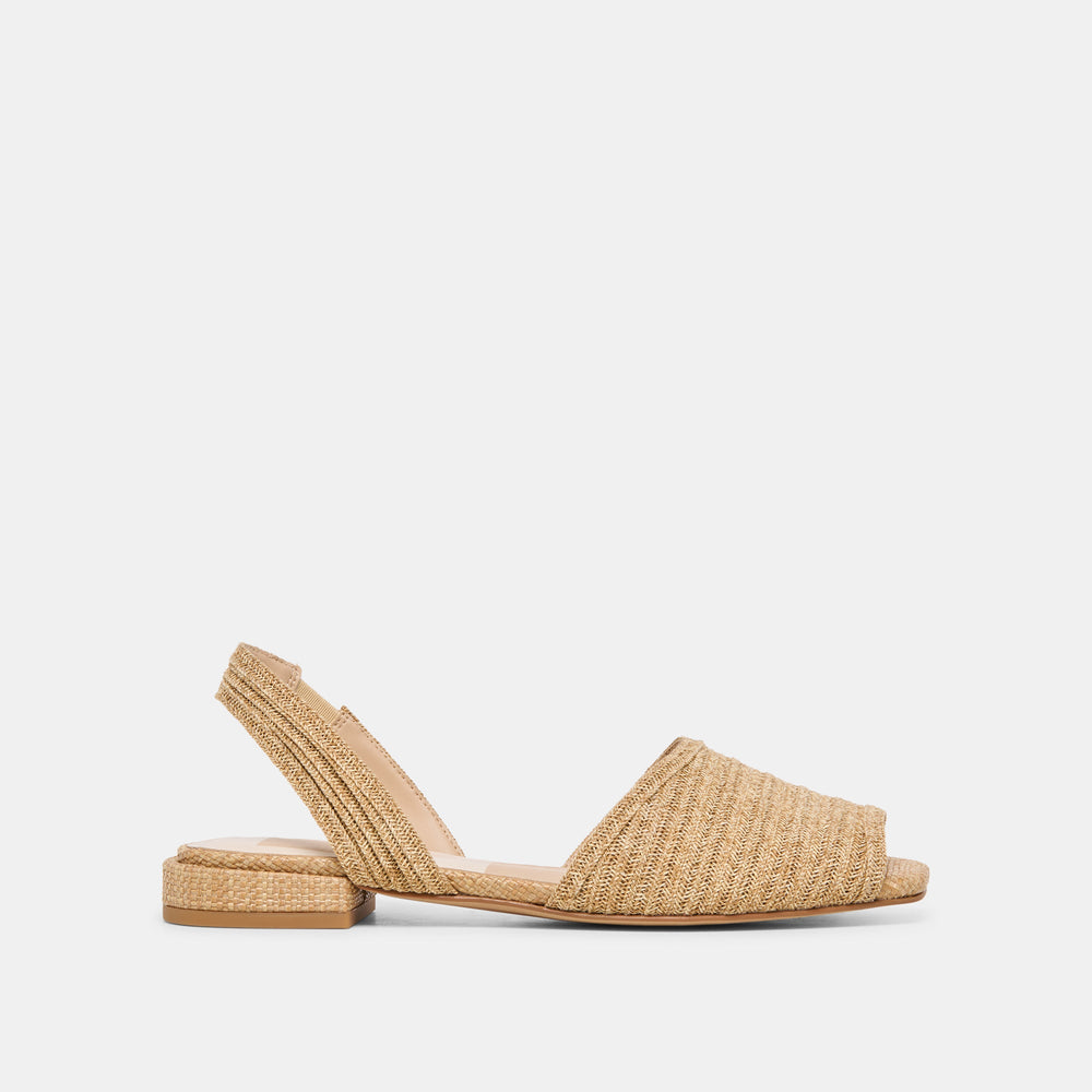 MARZY Natural Raffia Slingback Peep-Toe Sandals / Dolce Vita