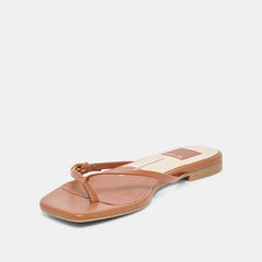 MALTA Cognac Leather Buckle Flip-Flop Sandals / Dolce Vita