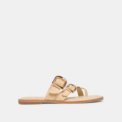 SHORE Sand Raffia Flip-Flop Buckled Sandals / Dolce Vita