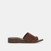 MOXY Dk Brown Suede Metal Detail Open-Toe Sandals / Dolce Vita