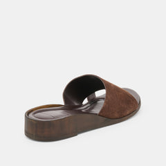 MOXY Dk Brown Suede Metal Detail Open-Toe Sandals / Dolce Vita
