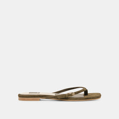 MALTA Dk Olive Suede Buckle Flip-Flop Sandals / Dolce Vita