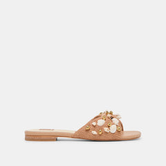 Lizza Toffee Beaded Raffia Sandals / Dolce Vita