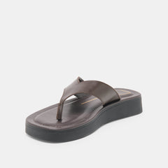 BLAYZE Dk Chocolate Leather Platform Flip-Flop Sandals / Dolce Vita