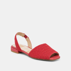 MARZY Red Raffia Slingback Peep-Toe Sandals / Dolce Vita