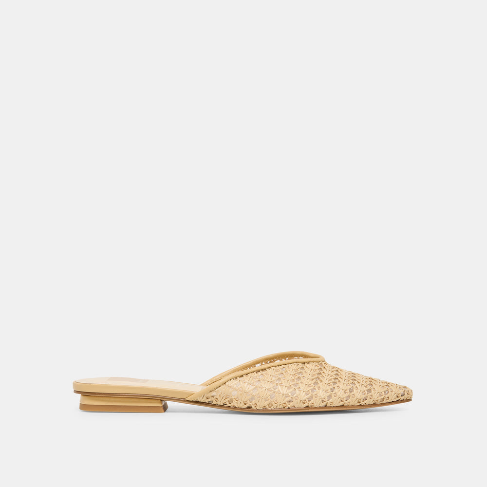 Elm Natural Cross Hatch Raffia Flats / Dolce Vita