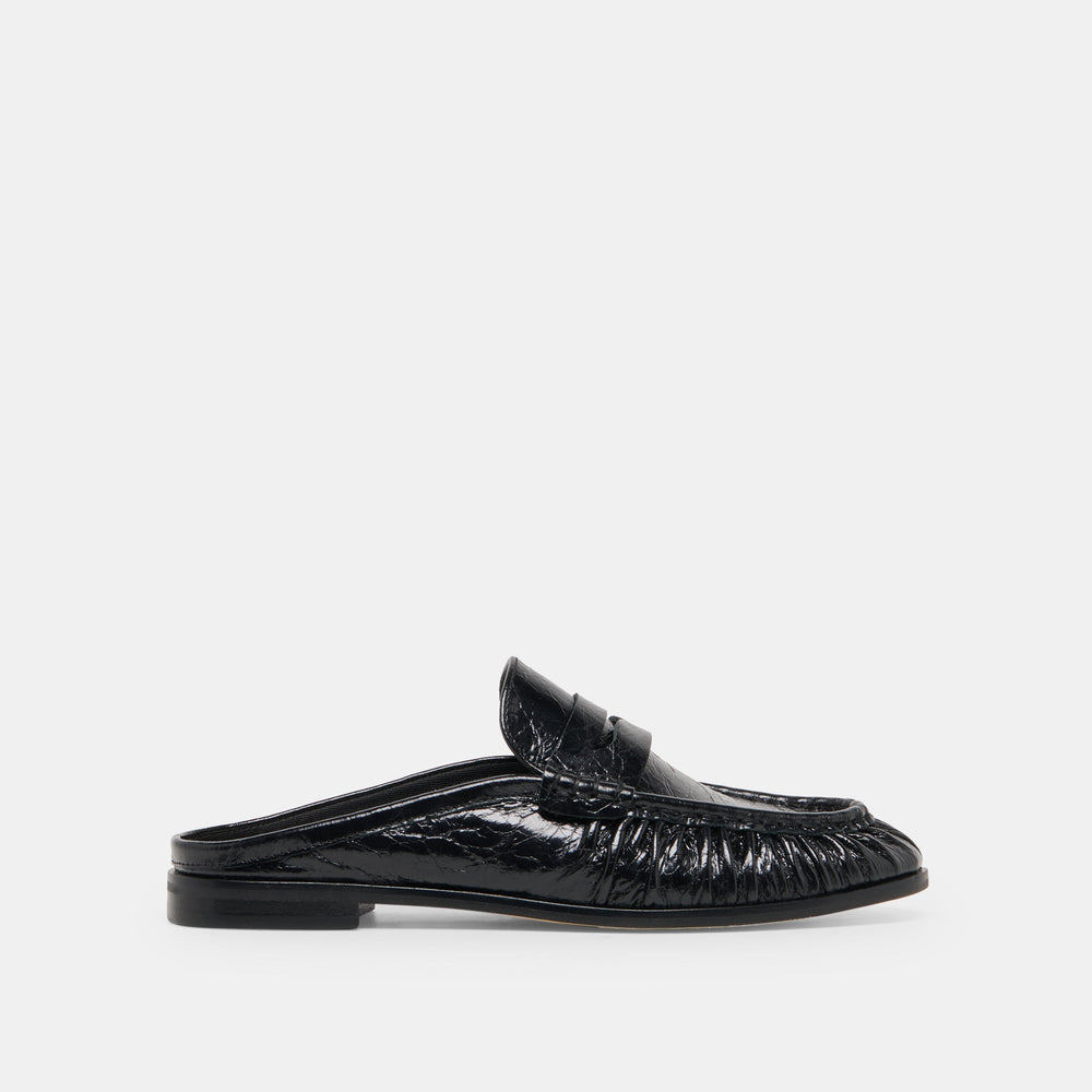 BETZY Midnight Crinkle Patent Closed-Toe Slip-On Loafers / Dolce Vita