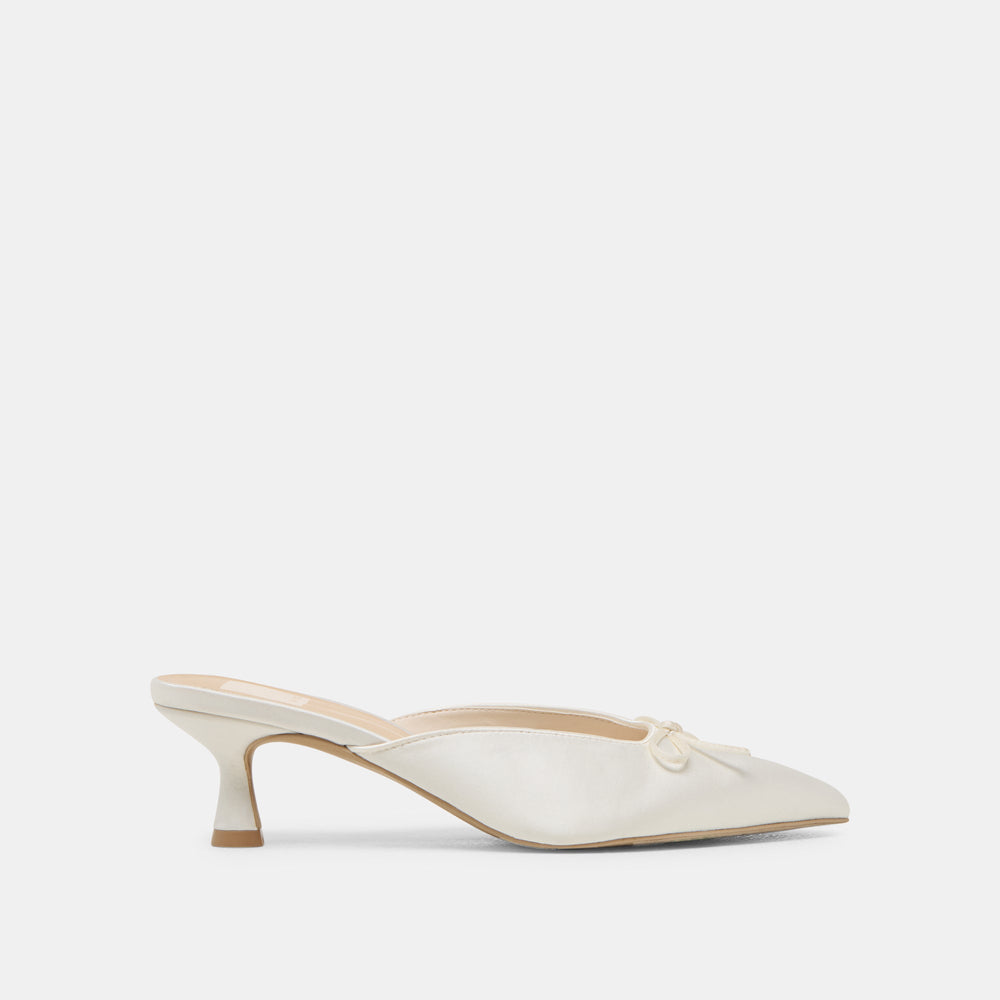 Cleo Off White Satin Heels / Dolce Vita