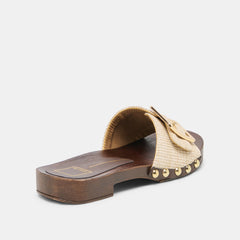SHERY Natural Raffia Open-Toe Buckle Wood Sole Sandals / Dolce Vita