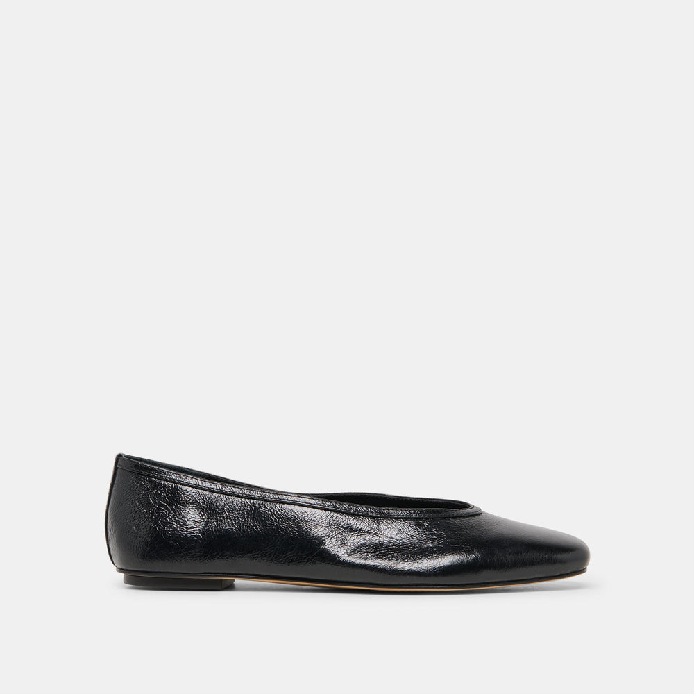 CARET Black Leather Pointed-Toe Ballet Flats / Dolce Vita
