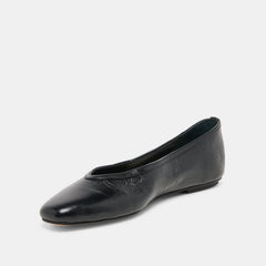 CARET Black Leather Pointed-Toe Ballet Flats / Dolce Vita