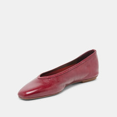 CARET Garnet Leather Pointed-Toe Ballet Flats / Dolce Vita