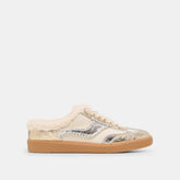 Notice Slide Plush Silver Gold Crackled Leather Sneakers / Dolce Vita