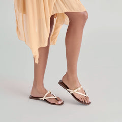 Piers Beige Croco Embossed Leather Sandals / Dolce Vita