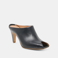 MERY Black Leather Peep-Toe Heels / Dolce Vita