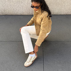 Merit White Gold Leather Sneakers / Dolce Vita