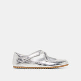 YONO Silver Distressed Leather Ballet Sneaker Flats / Dolce Vita