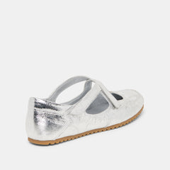YONO Silver Distressed Leather Ballet Sneaker Flats / Dolce Vita
