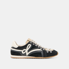 DEACON Black White Suede Lace-Up Sneakers / Dolce Vita